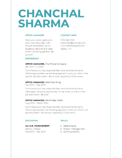 Simple bold resume